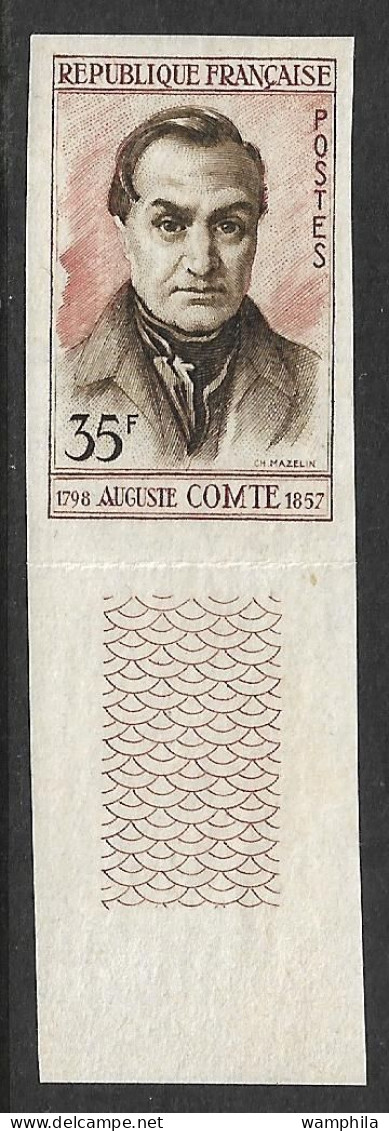 France  N°1121**.non Dentelé, Auguste Comte.. RARE. - 1951-1960