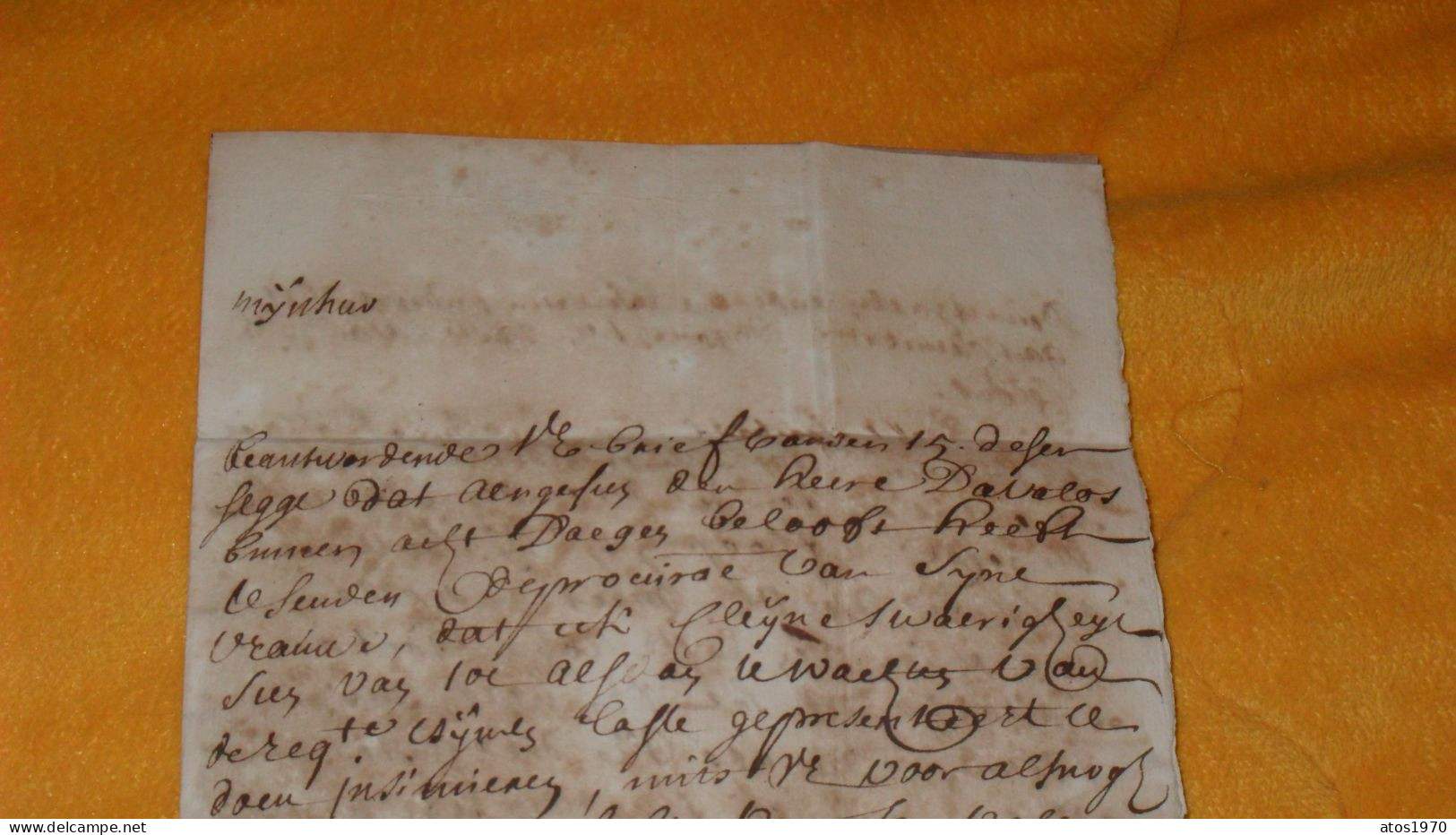 LETTRE ANCIENNE DE 1723../ ECRITE DE GENT POUR BRUIGGHE ?...A IDENTIFIER 4 TRAITS ROUGES...BELGIQUE - 1714-1794 (Oesterreichische Niederlande)