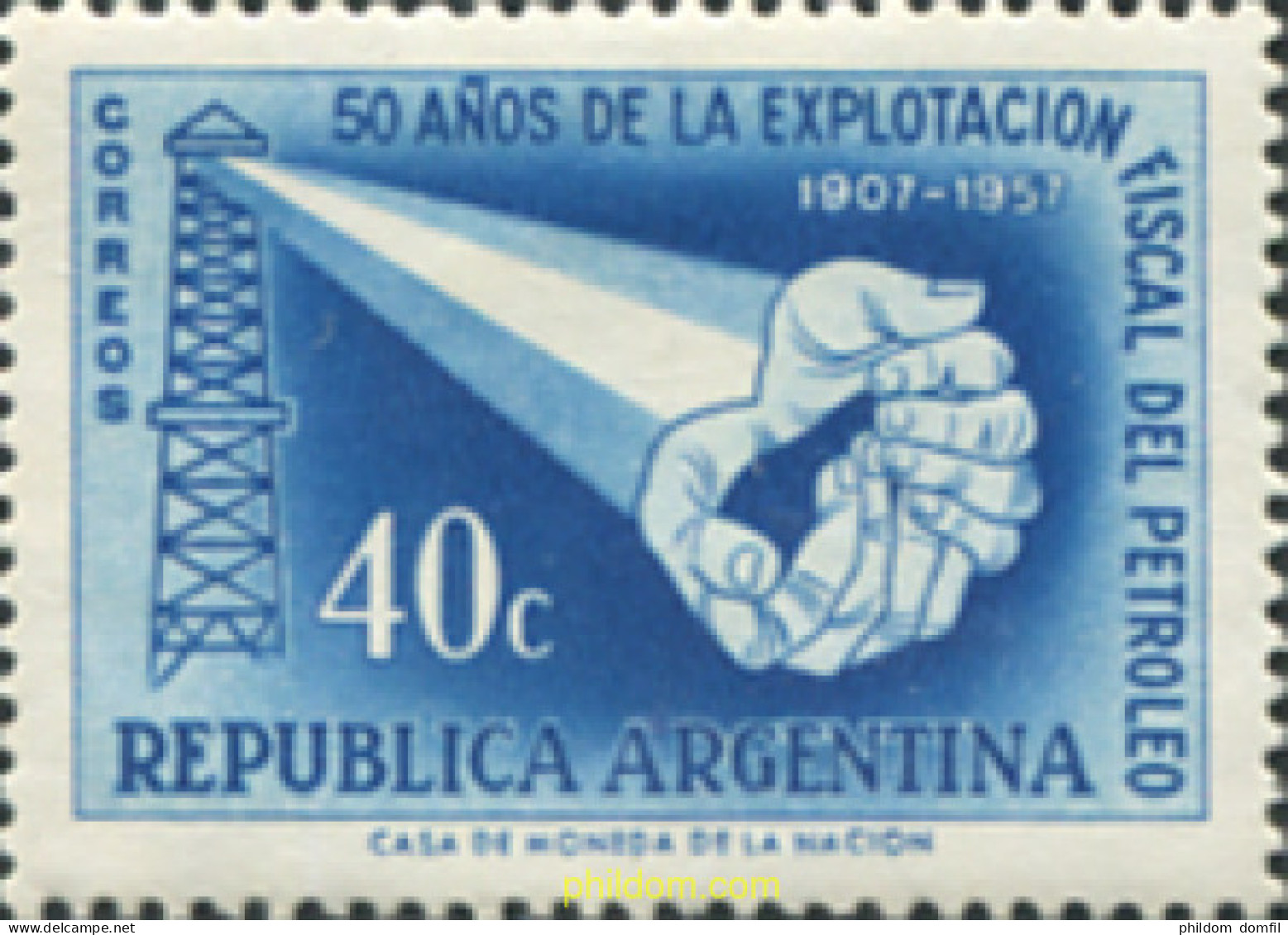 283189 MNH ARGENTINA 1957 50 ANIVERSARIO DE LA EXPLOTACION FISCAL DEL PETROLEO - Ongebruikt