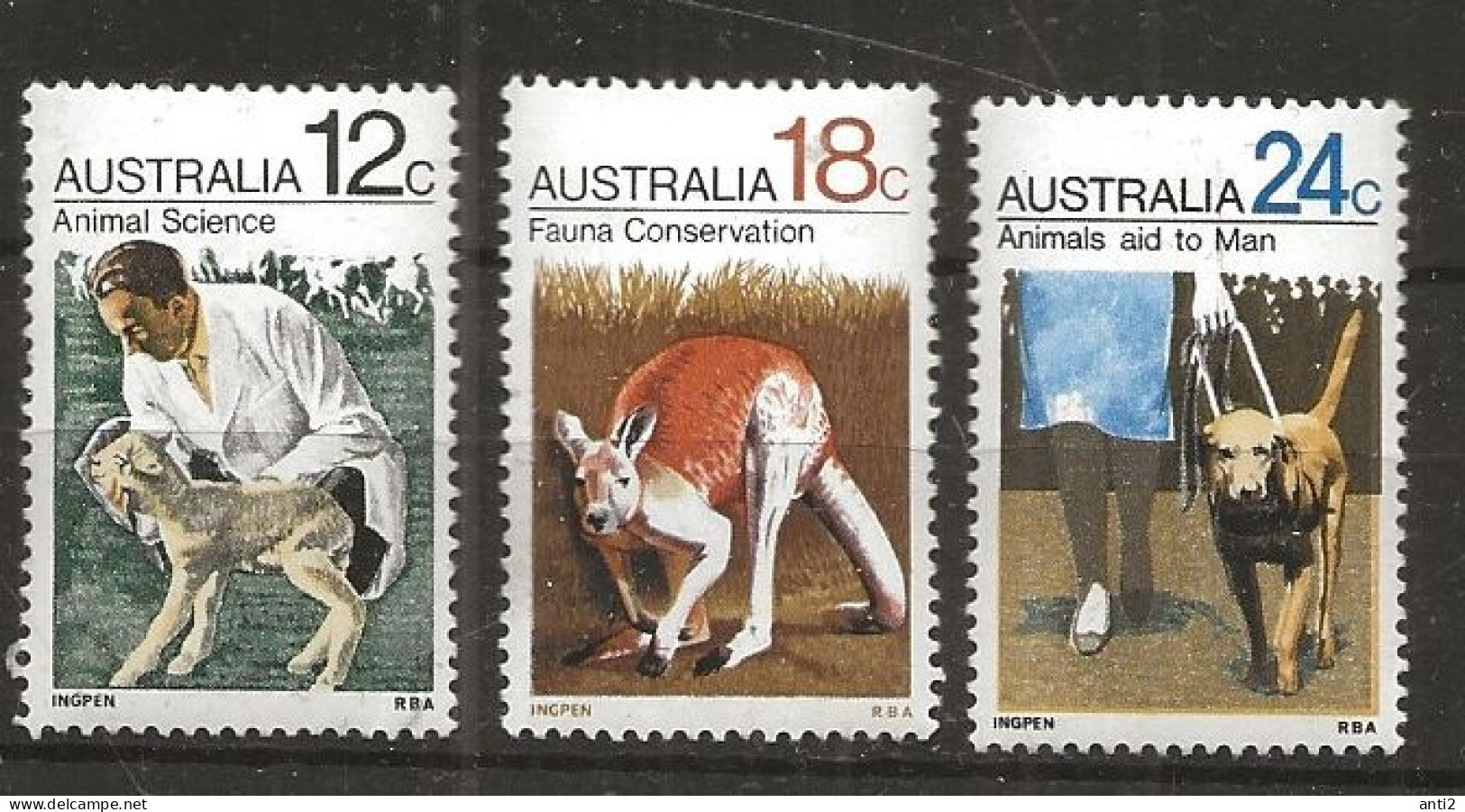 Australia 1971 Animals, Veterinary Examination Of A Lamb, Red Kangaroo (Macropus Rufus),  Guide Dog, MI  469-471 MNH - Neufs