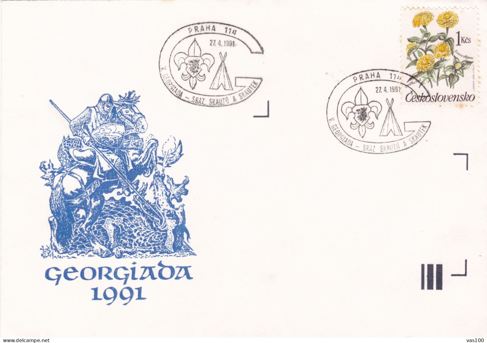 Saint George Slaying The Dragon  COVERS  FDC    CIRCULATED  1991  Tchécoslovaquie - Covers & Documents