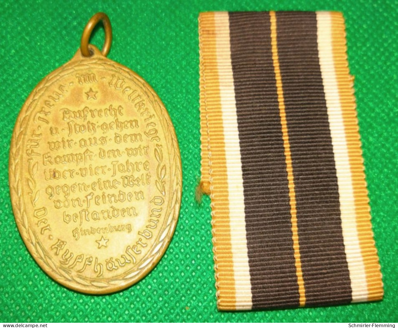 Deutsches Reich Medaille 1914-1918 Kyffhäuserbund Für Treue Im Weltkrieg, Mit Orig. Bandabschnitt, I/II - Germany