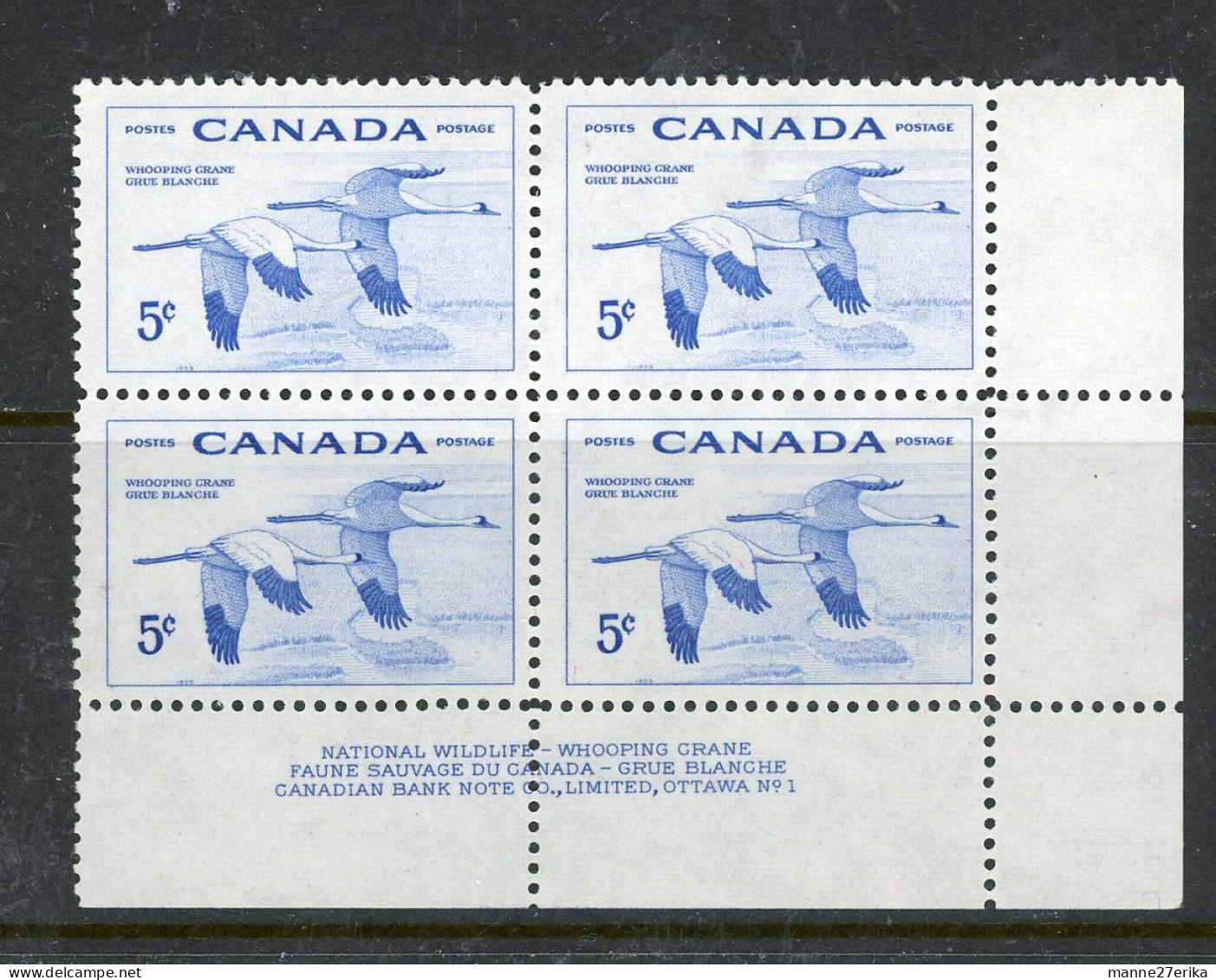 Canada MNH Plate Block1955 "Wildlife" - Ungebraucht