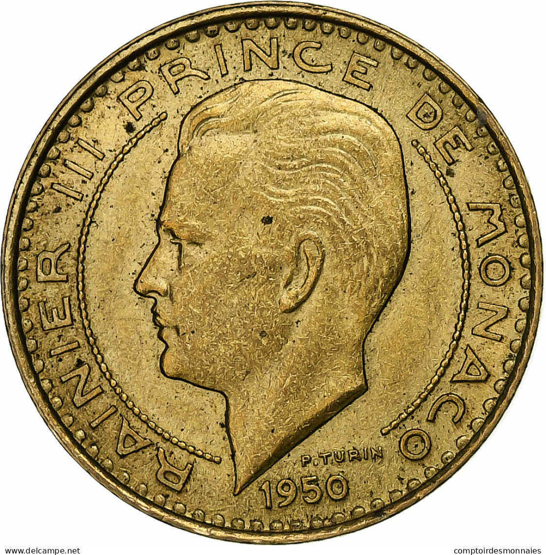 Monaco, Rainier III, 10 Francs, 1950, Bronze-Aluminium, TTB+, Gadoury:MC 139 - 1949-1956 Anciens Francs