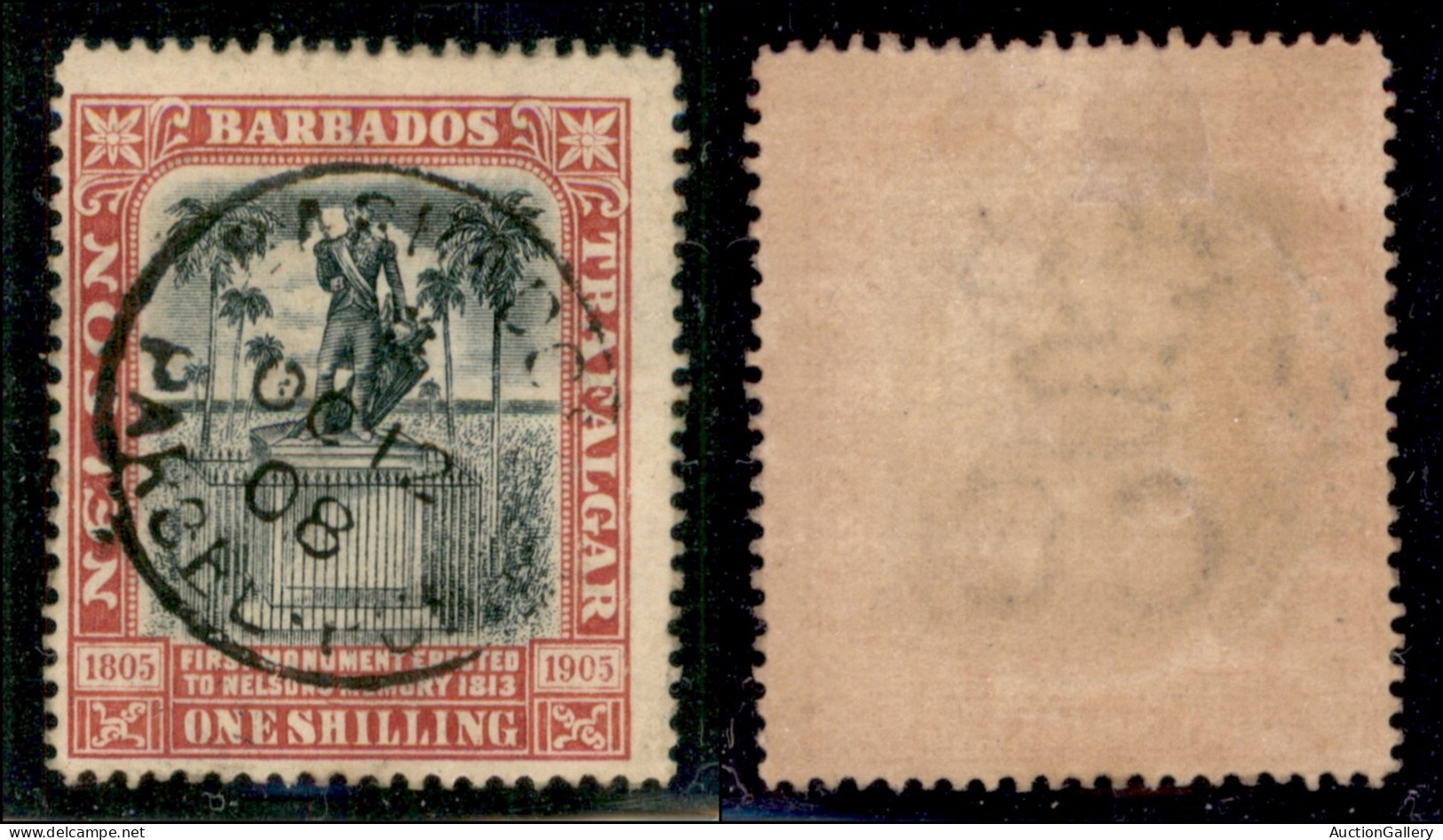 OLTREMARE - BARBADOS - 1906 - 1 Shilling Trafalgar (75) - Usato (65) - Other & Unclassified