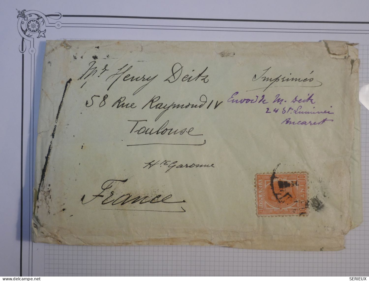 DH1 ROMANIA  LETTRE IMPRIMéS 1925  BUCAREST   A  TOULOUSE FRANCE    ++AFF. INTERESSANT+++ - Briefe U. Dokumente