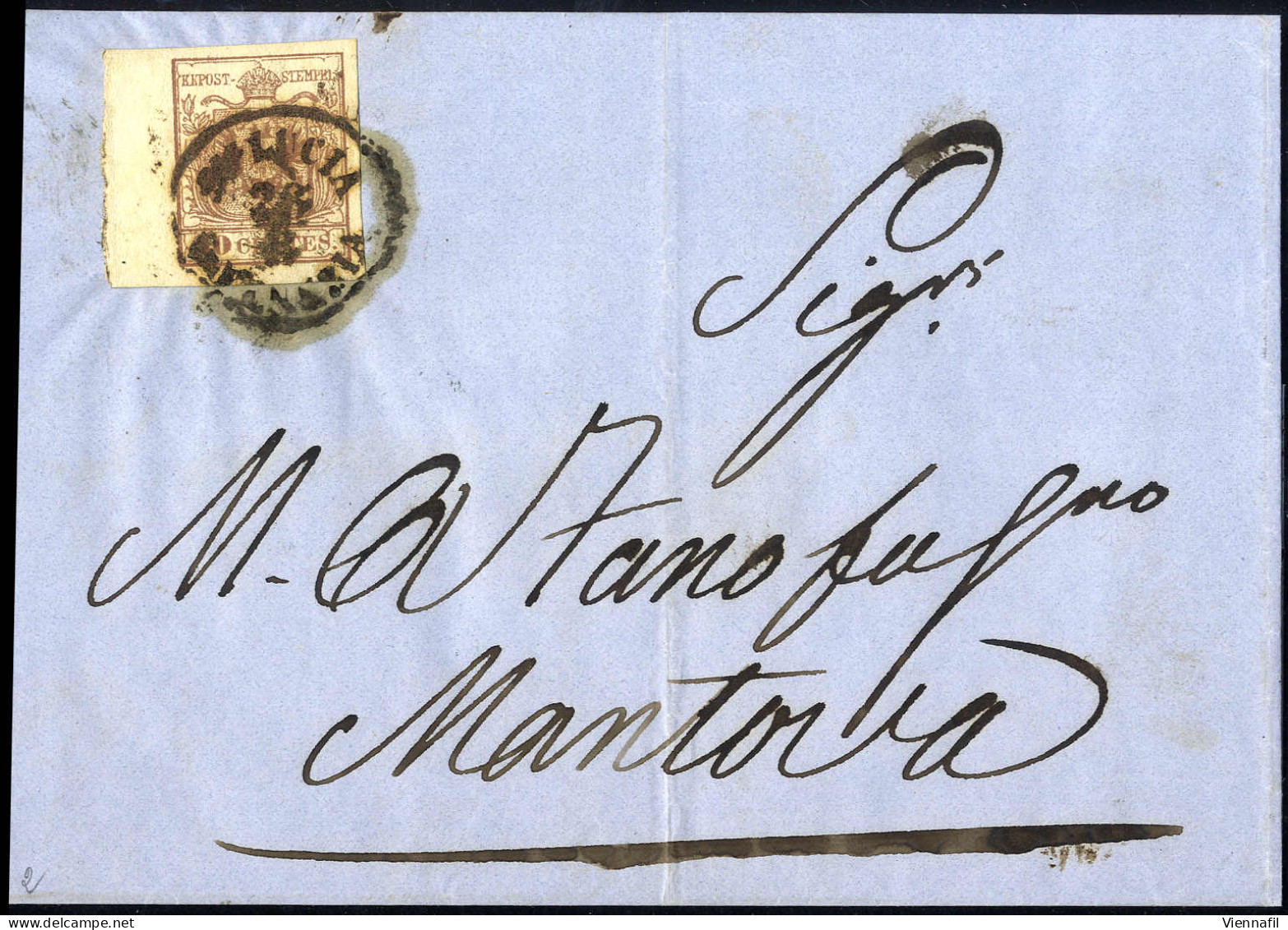 Cover 1854, 30 Cent., Carta A Macchina, Bordo Di Foglio A Sinistra, Su Lettera Da S. Lucia In Venezia (Sass. 21 - ANK 4M - Lombardo-Vénétie