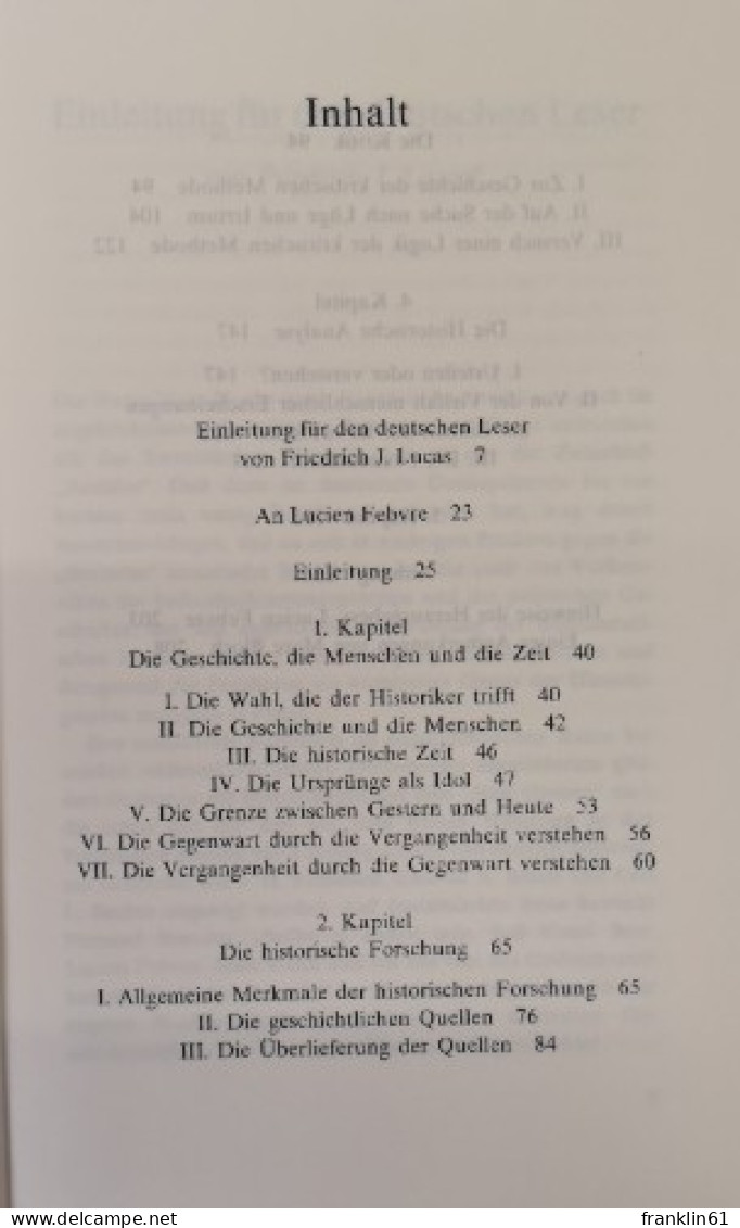 Apologie Der Geschichte Oder Der Beruf Des Historikers. - 4. Neuzeit (1789-1914)