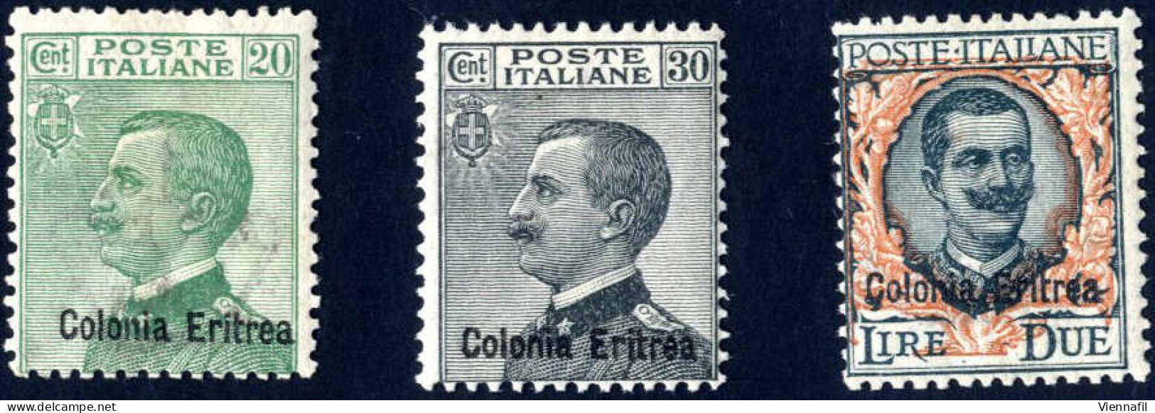 * 1924, 20 C., 30 C. E 2 L. Con Soprastampa "Colonia Eritrea", Nuovi Con Gomma Originale E Traccia Di Linguella (Sass. 9 - Erythrée