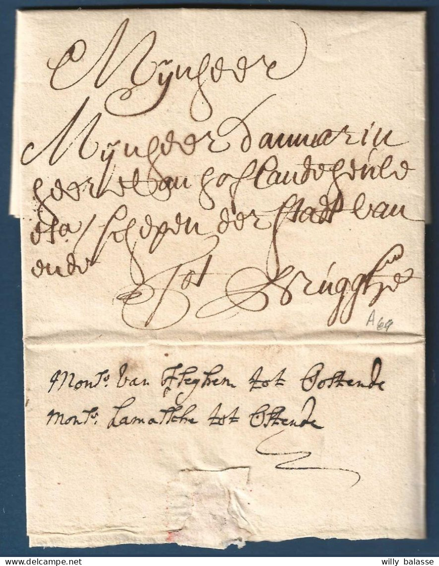 L 1738 De Ghendt Pour Brugghe Man "Mons Van Iseghem Tot Oostende" - 1714-1794 (Oesterreichische Niederlande)