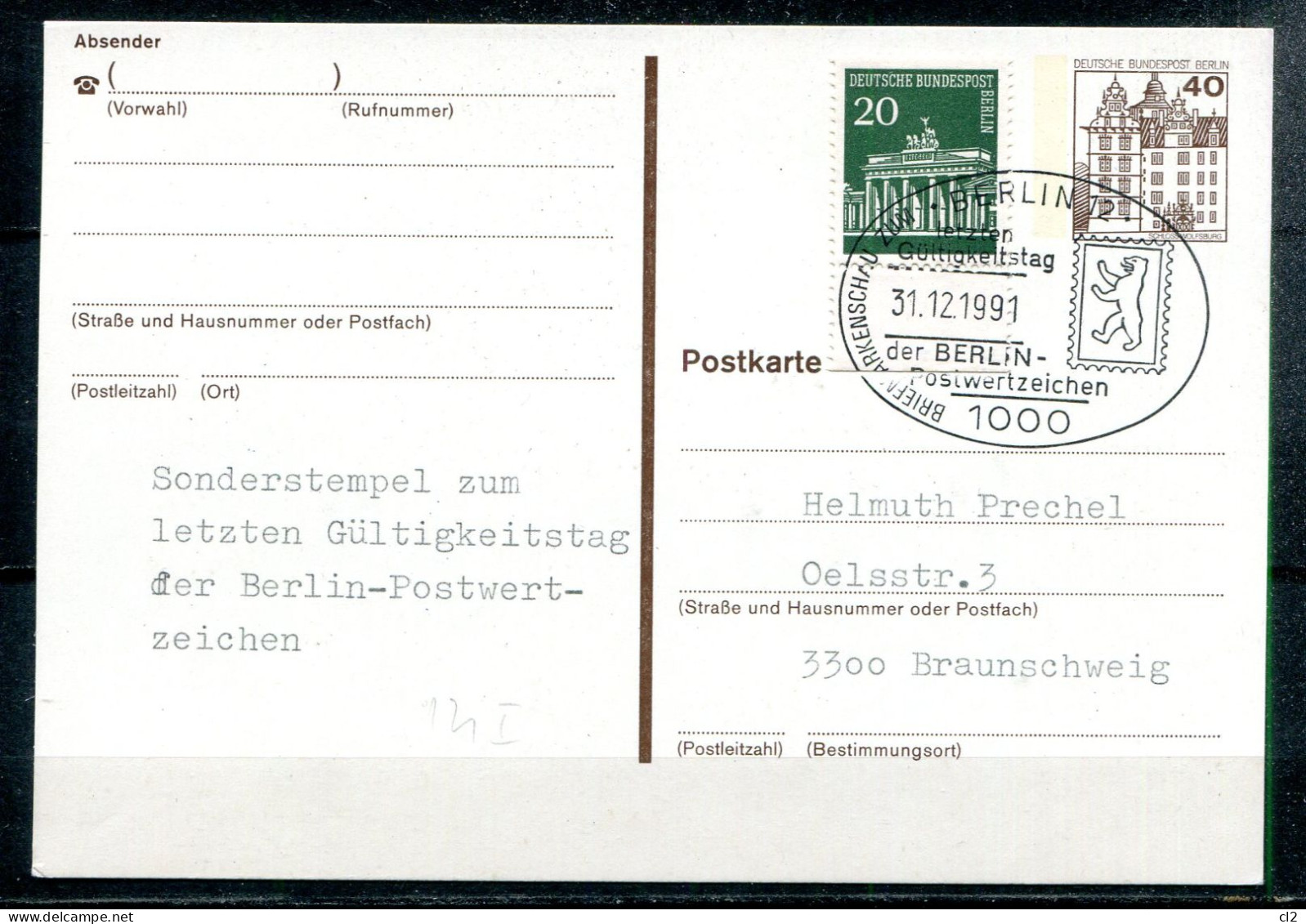 BERLIN - Ganzsache(Entier Postal) - Mi USo 121 - Postcards - Used