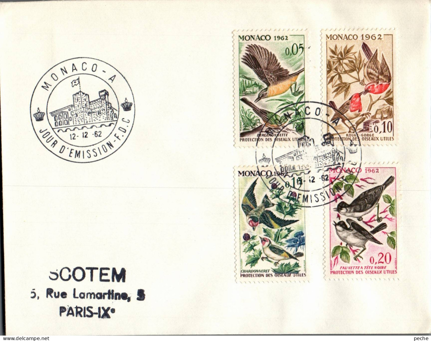 N°698 V -cachet Monaco A -oiseaux- - Afstempelingen & Vlagstempels