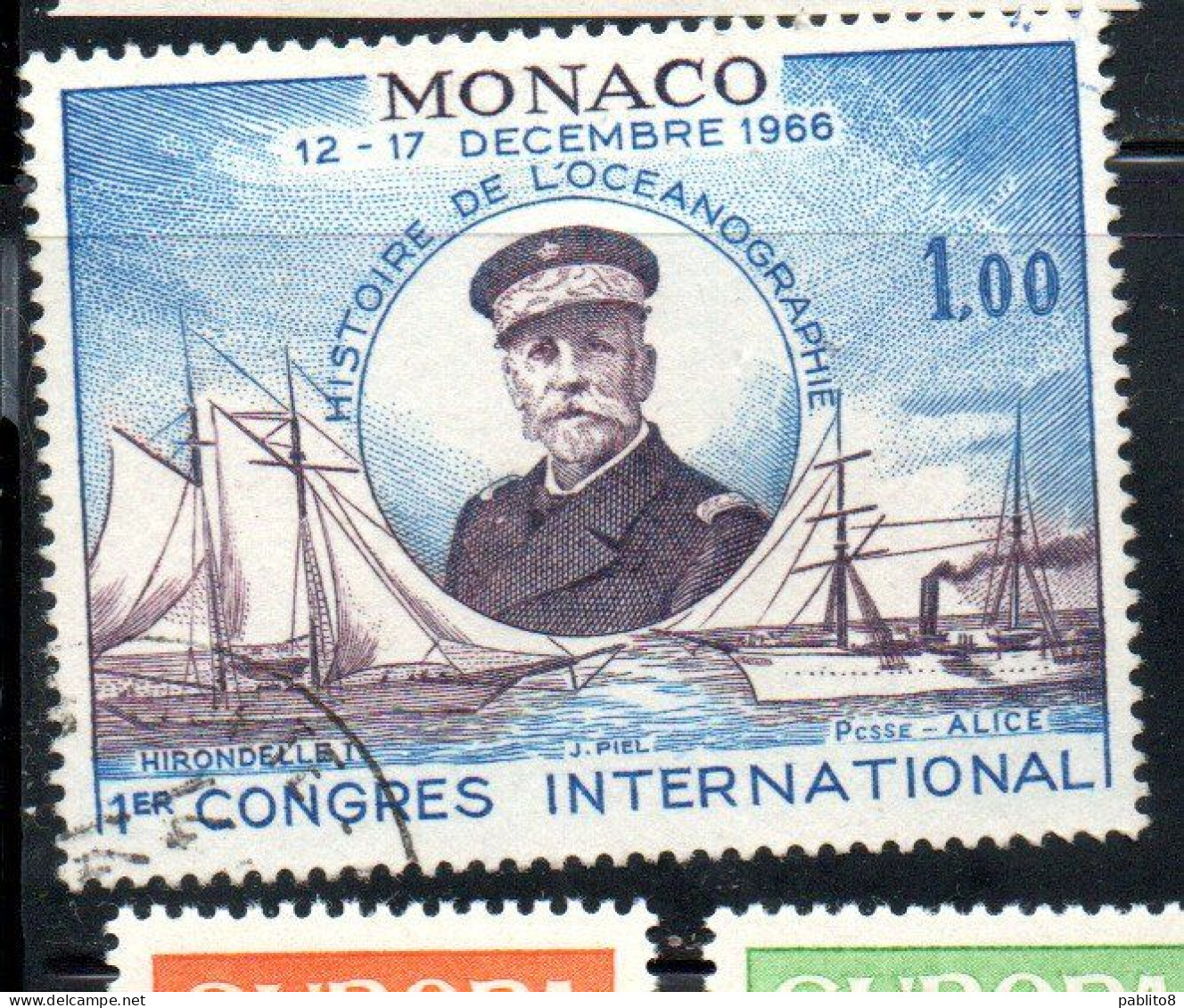 MONACO 1966 CONGRESS OF THE HISTORY OF OCEANOGRAPHY PRINCE ALBERT I 1fr USED USATO OBLITERE' - Usados