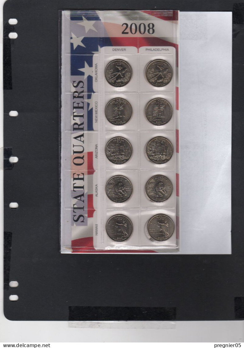 Baisse De Prix USA - Lot 10 Pièces 1/4 Dollar Série State Quarters D + P  2008 NEUF/UNC - 1999-2009: State Quarters