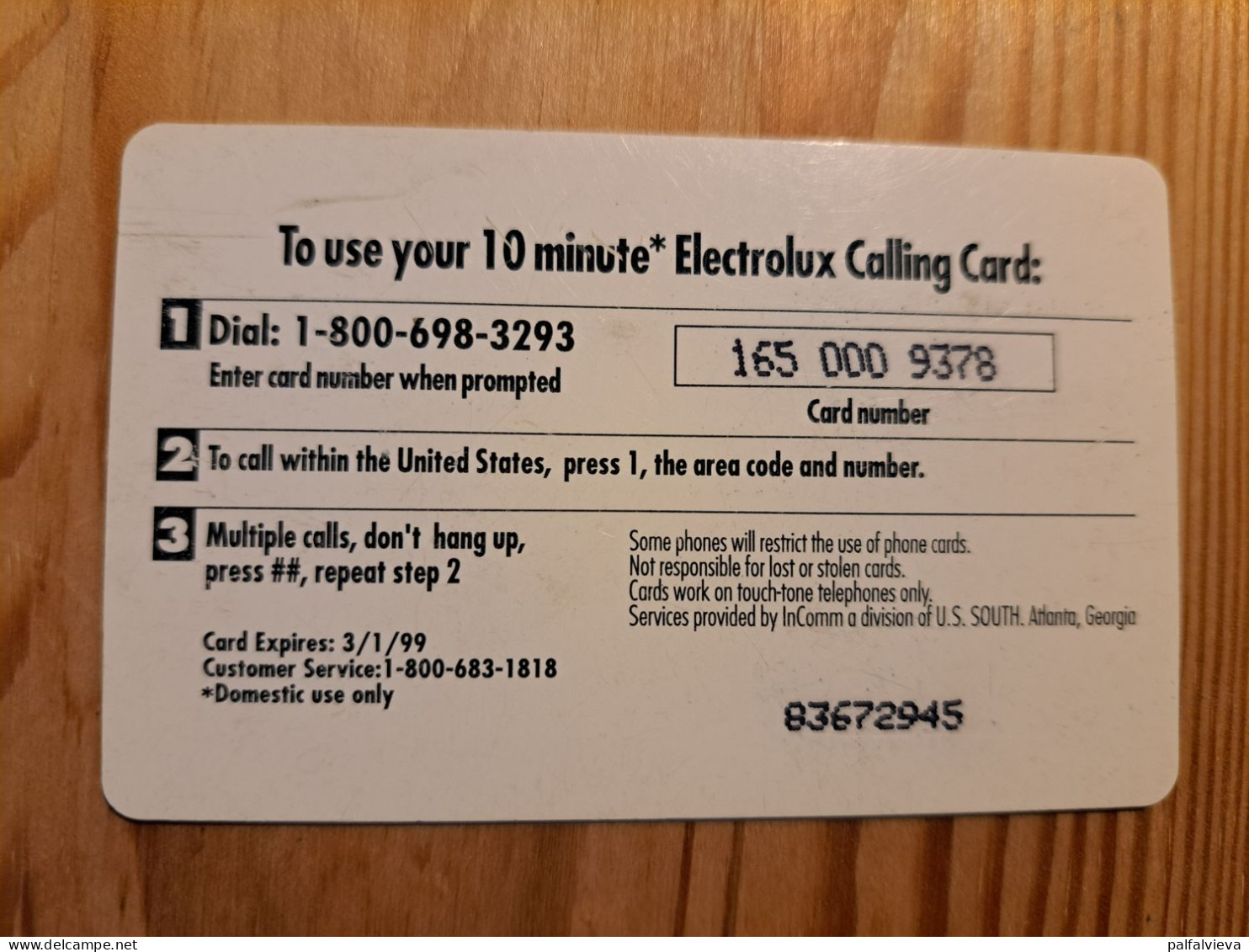 Prepaid Phonecard USA, Electrolux - Autres & Non Classés