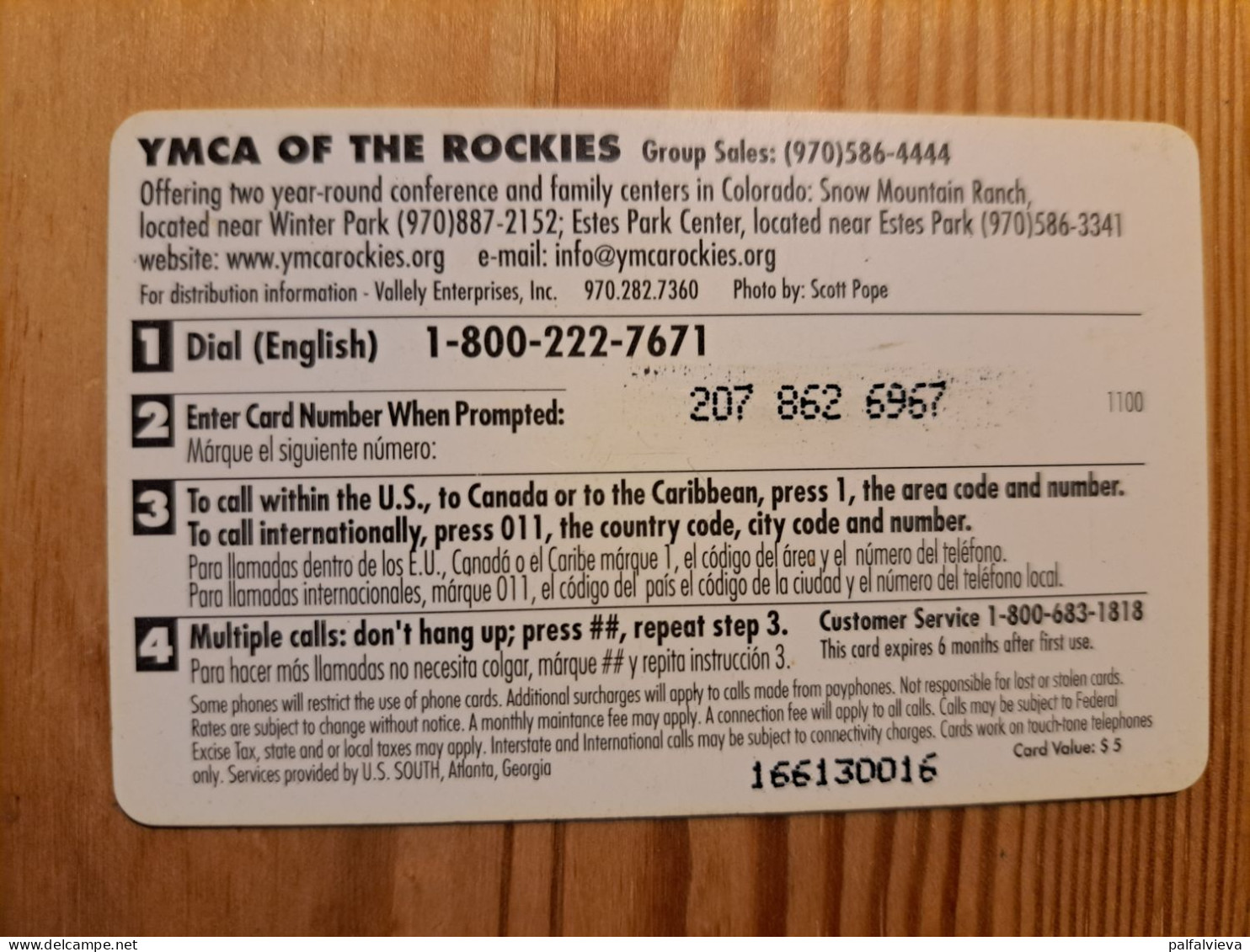 Prepaid Phonecard USA, YMCA Of The Rockies - Andere & Zonder Classificatie