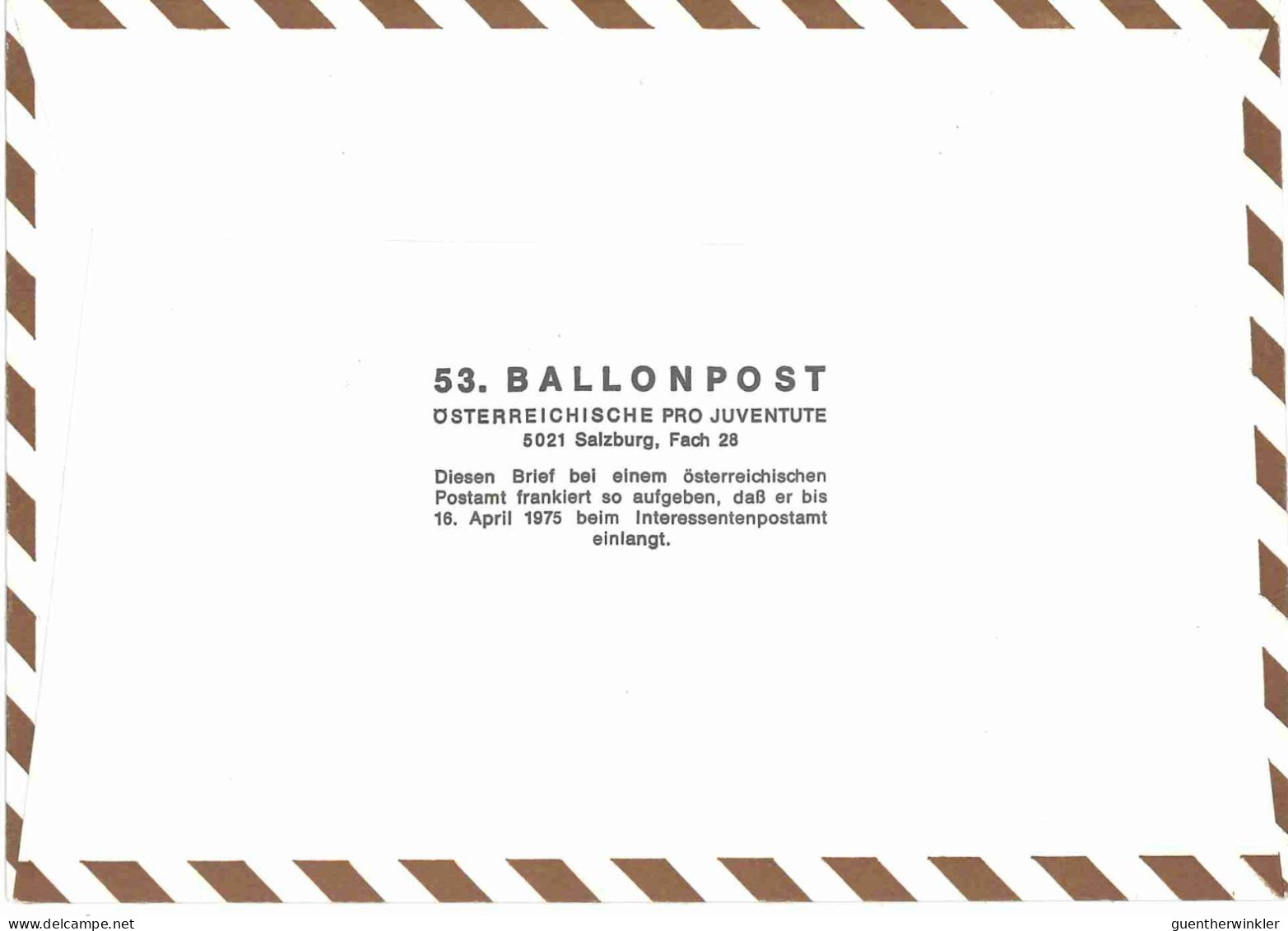 Regulärer Ballonpostflug Nr. 53a Der Pro Juventute [RBP53a] - Par Ballon