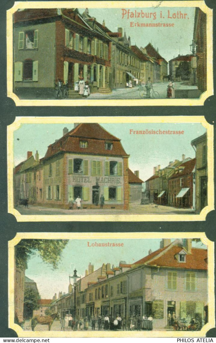 CPA CP 57 Moselle Phalsbourg Pfalzburg I Loth Erkmannstrasse Französischestrasse  Lobaustrasse CAD 29 5 1908 - Phalsbourg