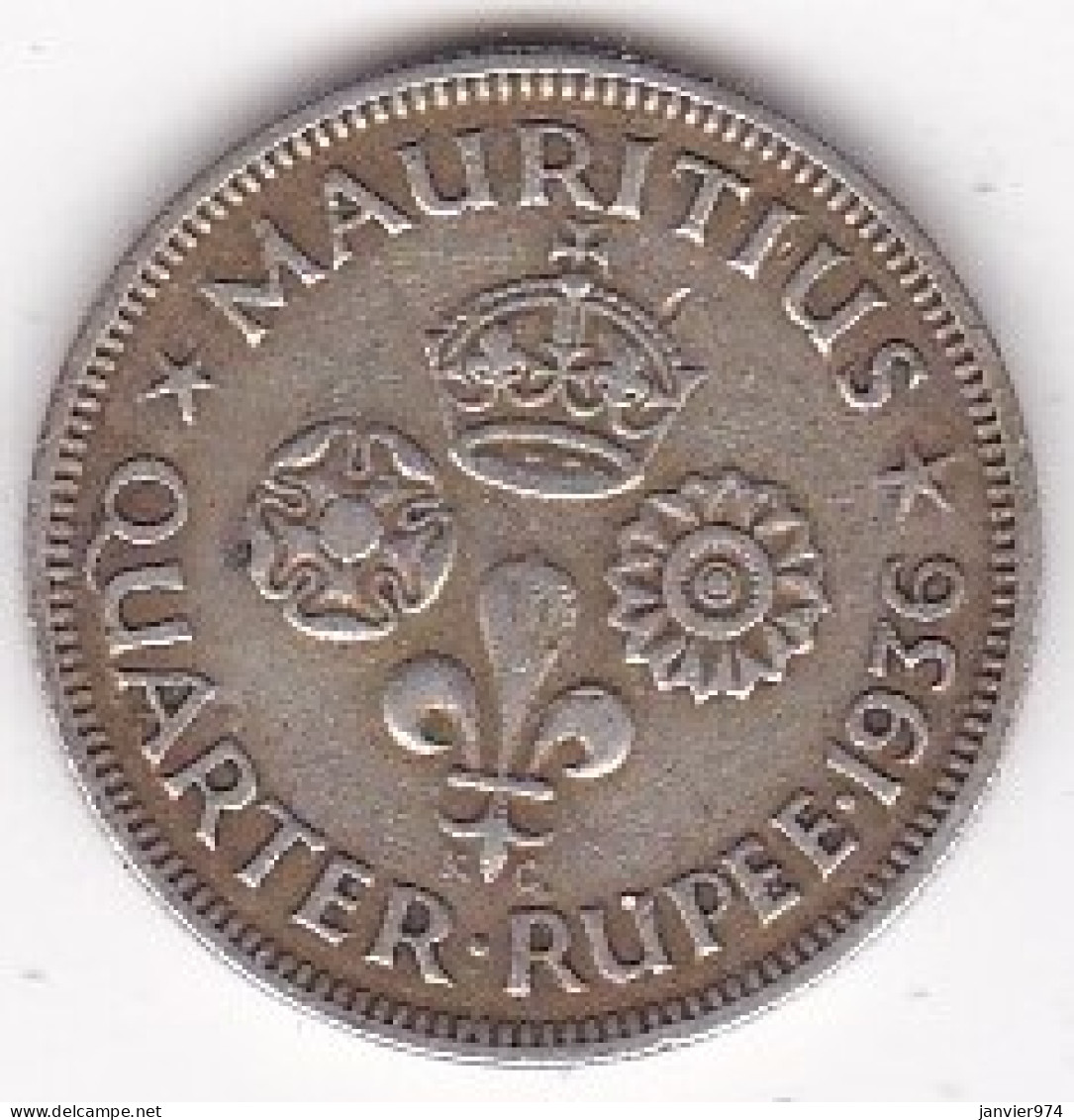 Ile Maurice 1/4 Rupee 1936 , George V , En Argent , KM# 15 - Mauritius