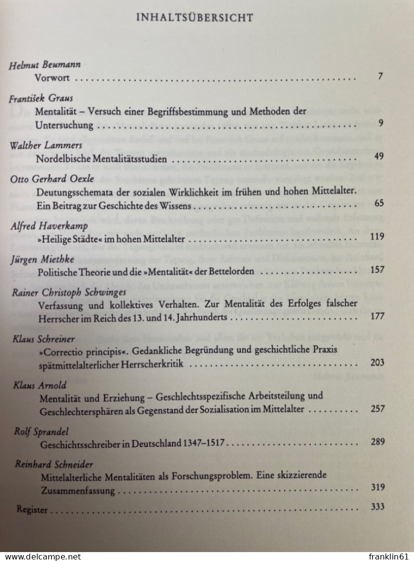 Mentalitäten Im Mittelalter : Methodische U. Inhaltliche Probleme. - 4. Neuzeit (1789-1914)