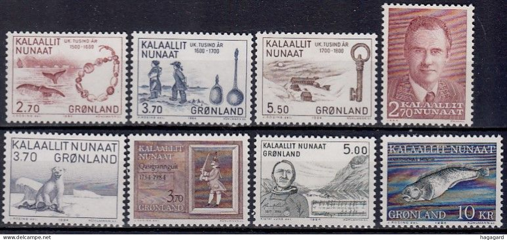 G2725. Greenland 1984. Complete Year Set. Michel 147-54. (15.70€). MNH(**) - Annate Complete