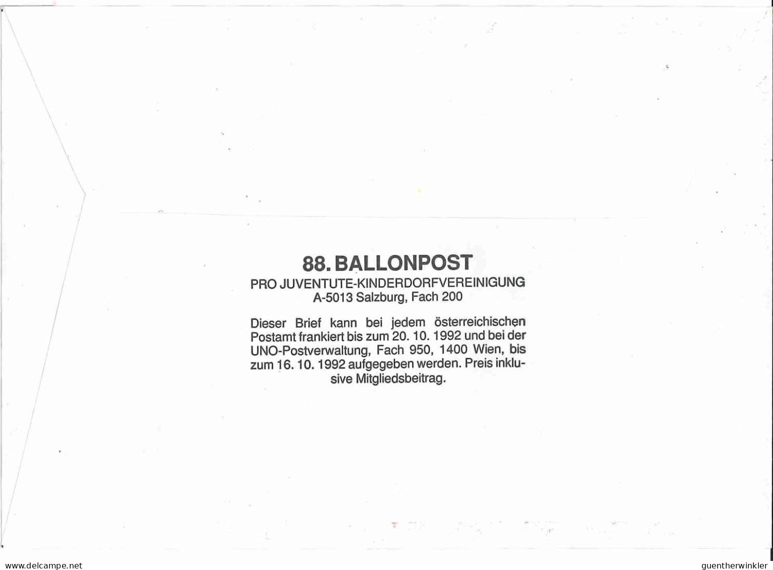 Regulärer Ballonpostflug Nr. 88a Der Pro Juventute [RBP88a] - Globos