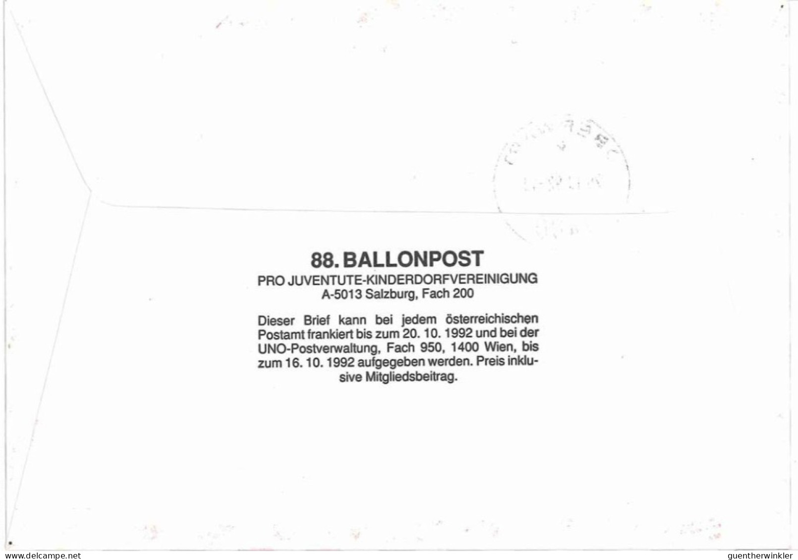 Regulärer Ballonpostflug Nr. 88a Der Pro Juventute [RBP88b] - Globos