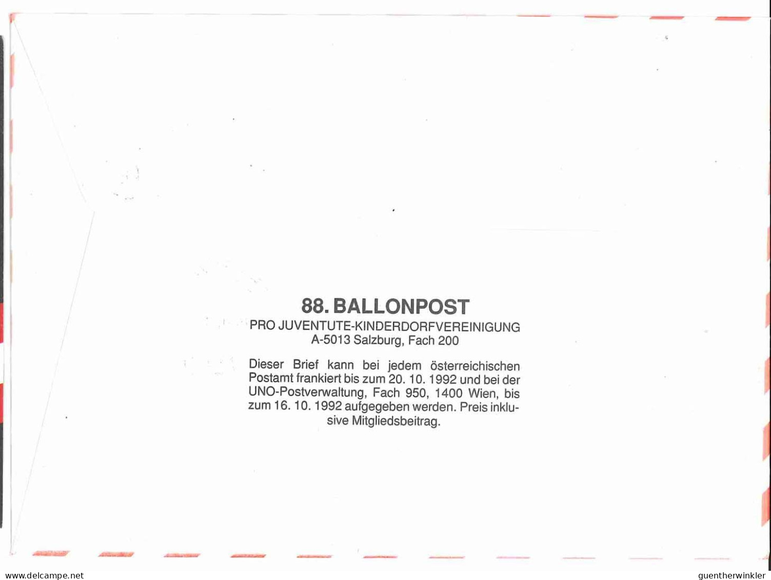 Regulärer Ballonpostflug Nr. 88b Der Pro Juventute [RBP88f] - Globos