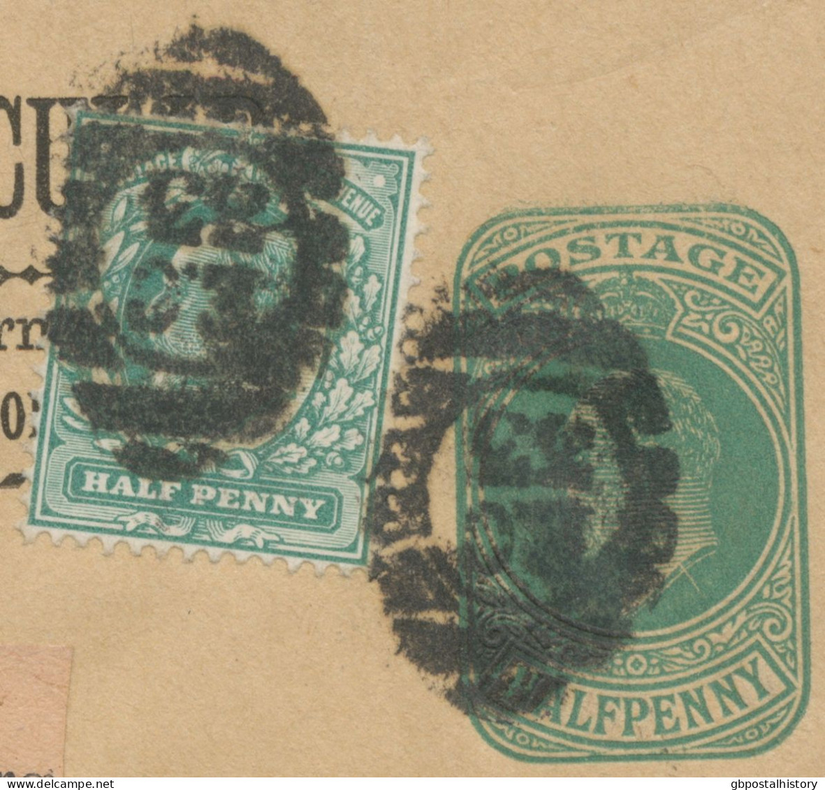 GB 1902?, EVII ½d Blue-green Very Fine Stamped To Order Wrapper (WS8, The London Corn Circuit) Uprated  W. ½d Blue-green - Storia Postale
