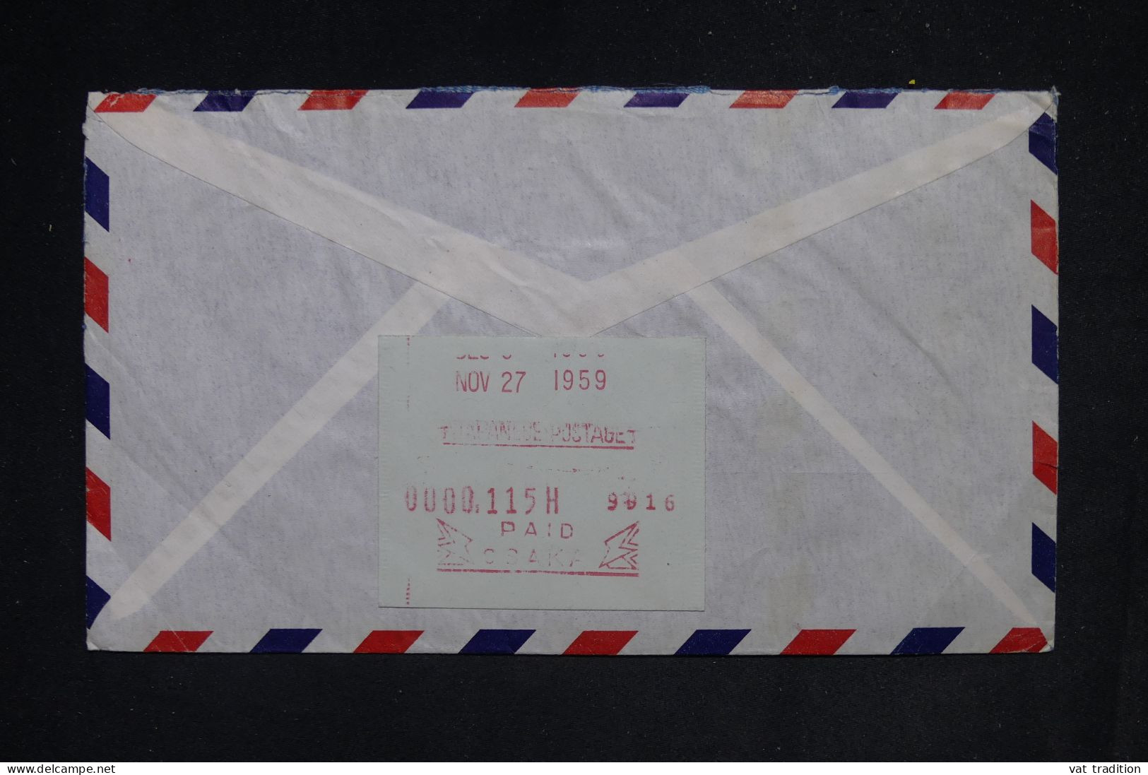 JAPON - Enveloppe Commerciale De Osaka Pour La France En 1959, Affranchissement Au Verso  - L 149636 - Cartas & Documentos