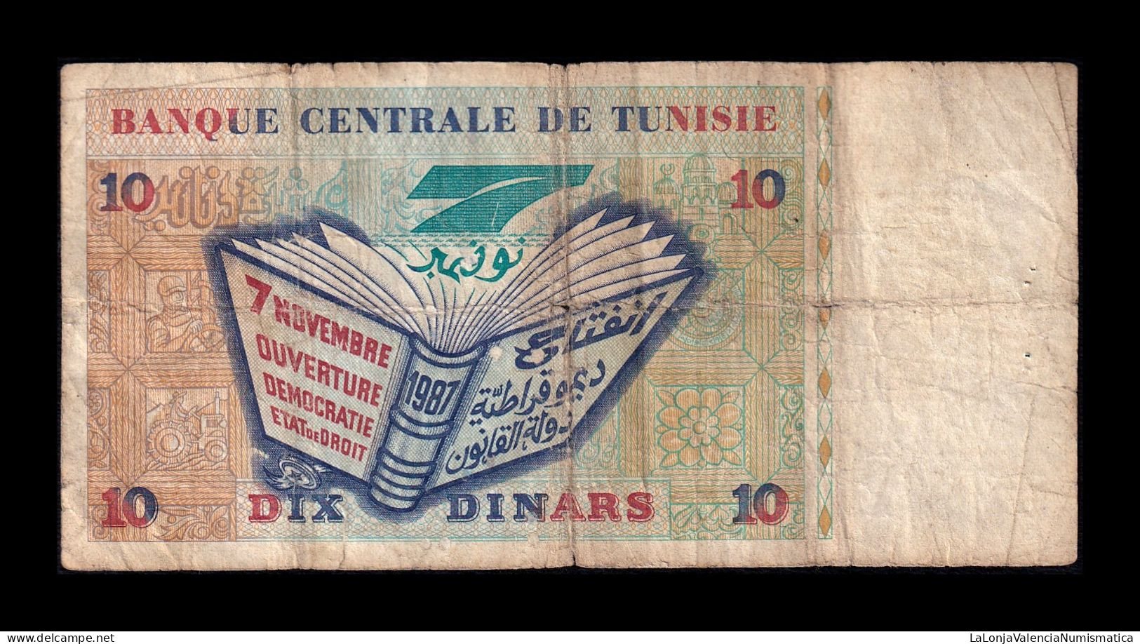 Túnez Tunisia 10 Dinars 1994 Pick 87 Bc/Mbc F/Vf - Tusesië