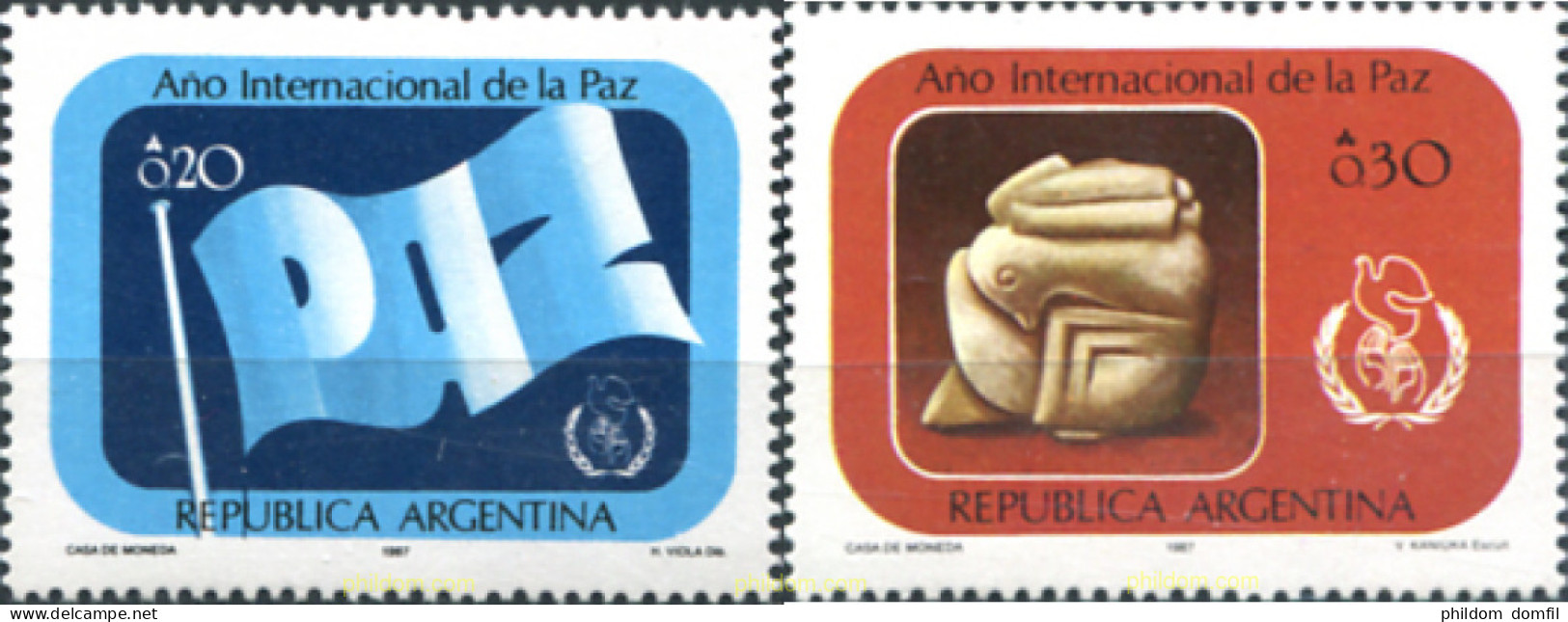 283658 MNH ARGENTINA 1987 AÑO INTERNACIONAL DE LA PAZ - Nuevos