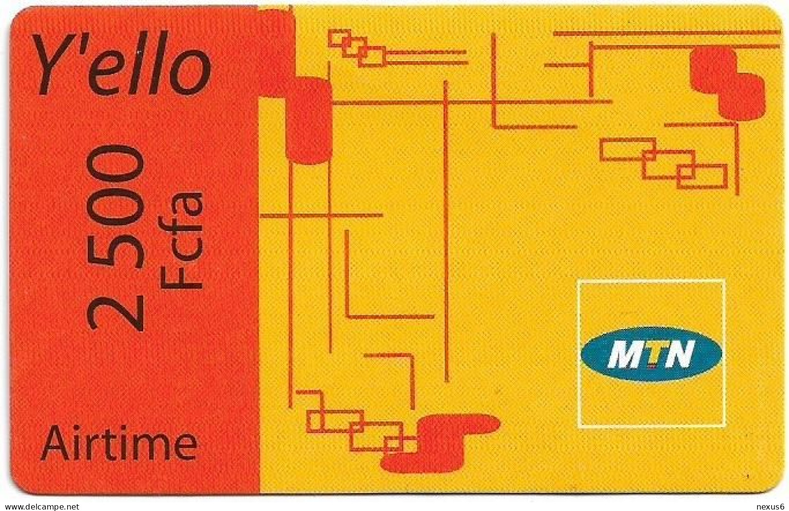 Cameroon - MTN - Airtime Y'ello, GSM Refill 2.500FCFA, Used - Cameroon