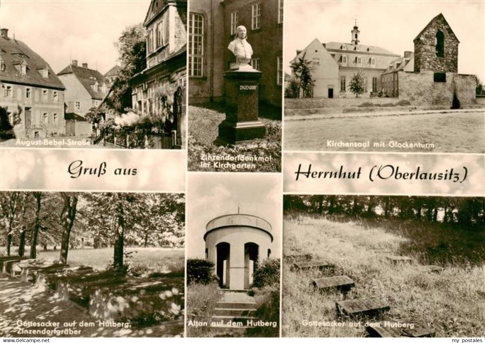 73911083 Herrnhut Aug Bebel Strasse Zinzendorfdenkmal Im Kirchgarten Kirchensaal - Herrnhut