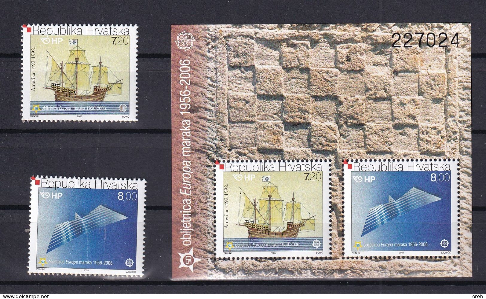 CROATIA 2005,EUROPA CEPT ,2V+BLOCK,MNH - 2005