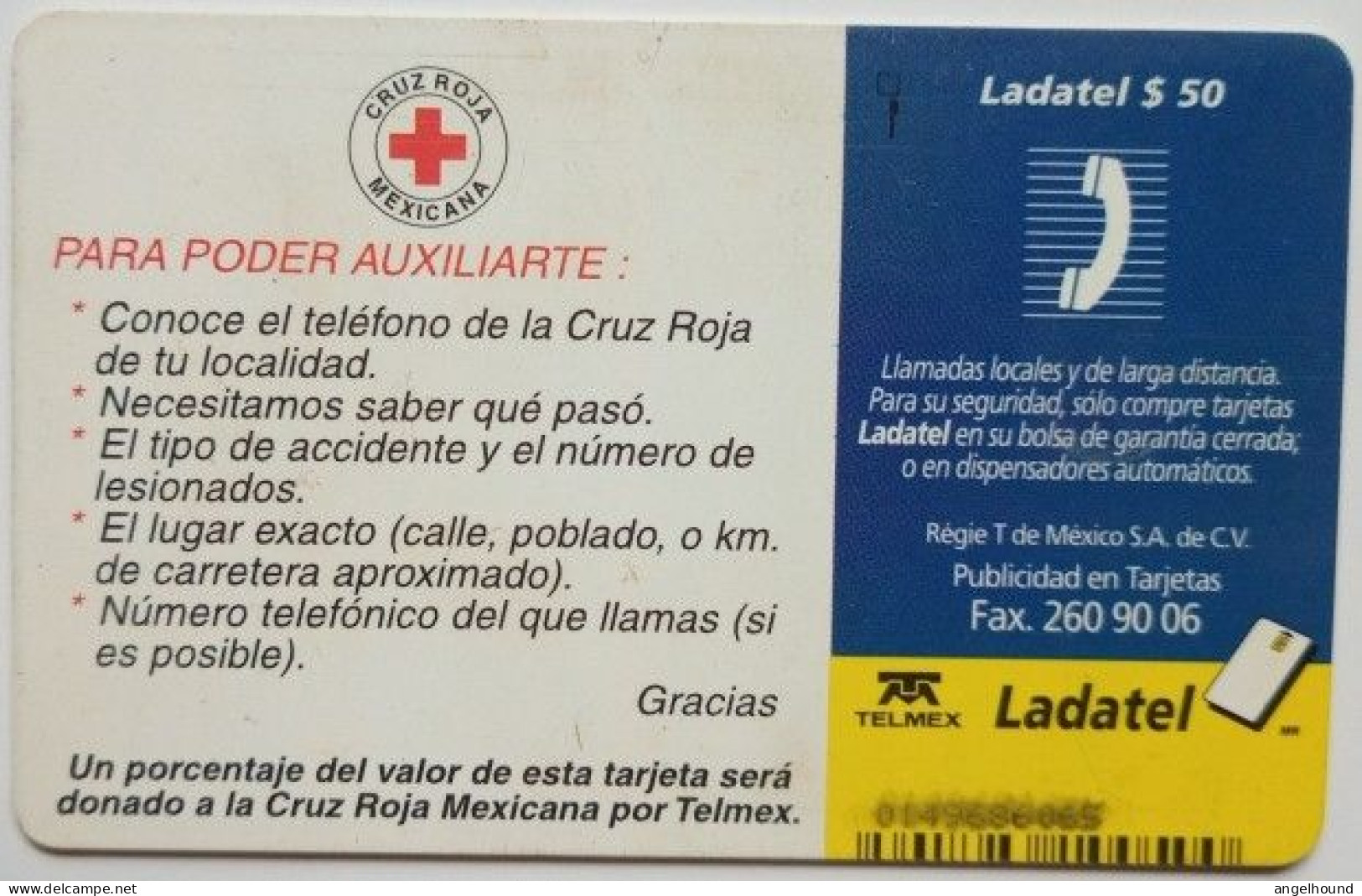 Mexico Ladatel 50 Chip Card - Cruz Roja Cuenta Contigo - Mexique