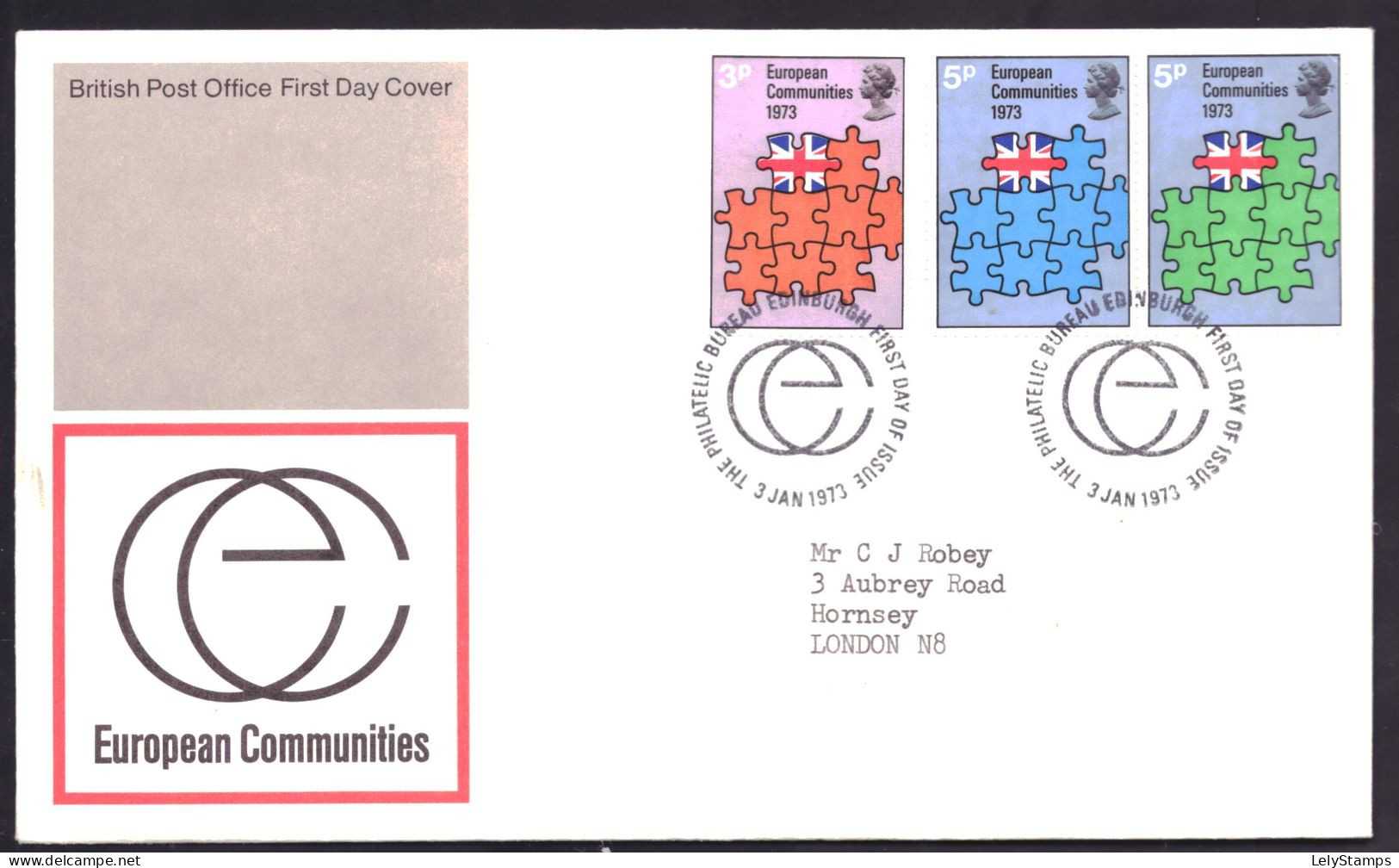 Great Britain / Groot Britanie FDC 612 T/m 614 Used EEG (1973) - 1971-1980 Em. Décimales