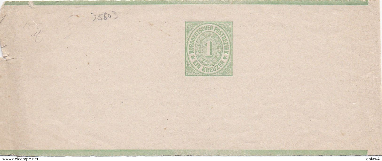 35603# ALLEMAGNE NORD ENTIER POSTAL BANDE IMPRIME STREIFBANDER 1 KREUZER NORDDEUTSCHER NEUF GANZSACHE STATIONERY - Postwaardestukken