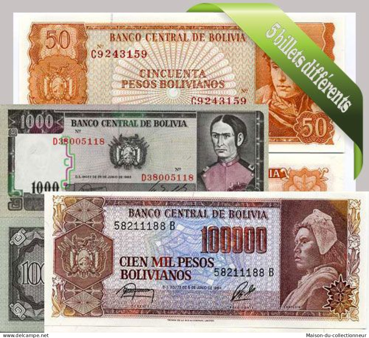 Bolivie - Collection De 5 Billets De Banque Tous Différents. - Bolivien