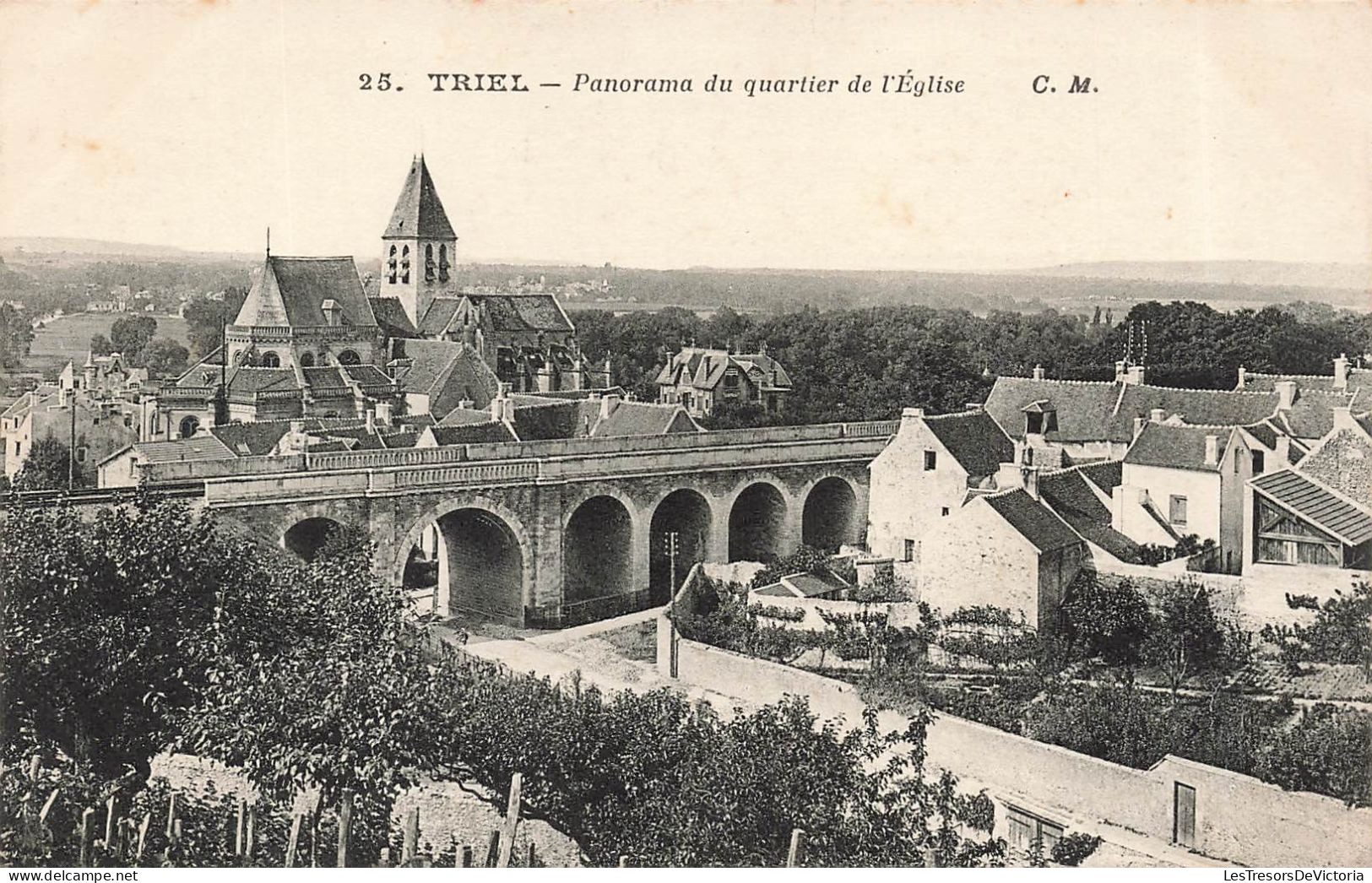 FRANCE - Triel - Panorama Du Quartier De L'Eglise - Carte Postale Ancienne - Triel Sur Seine