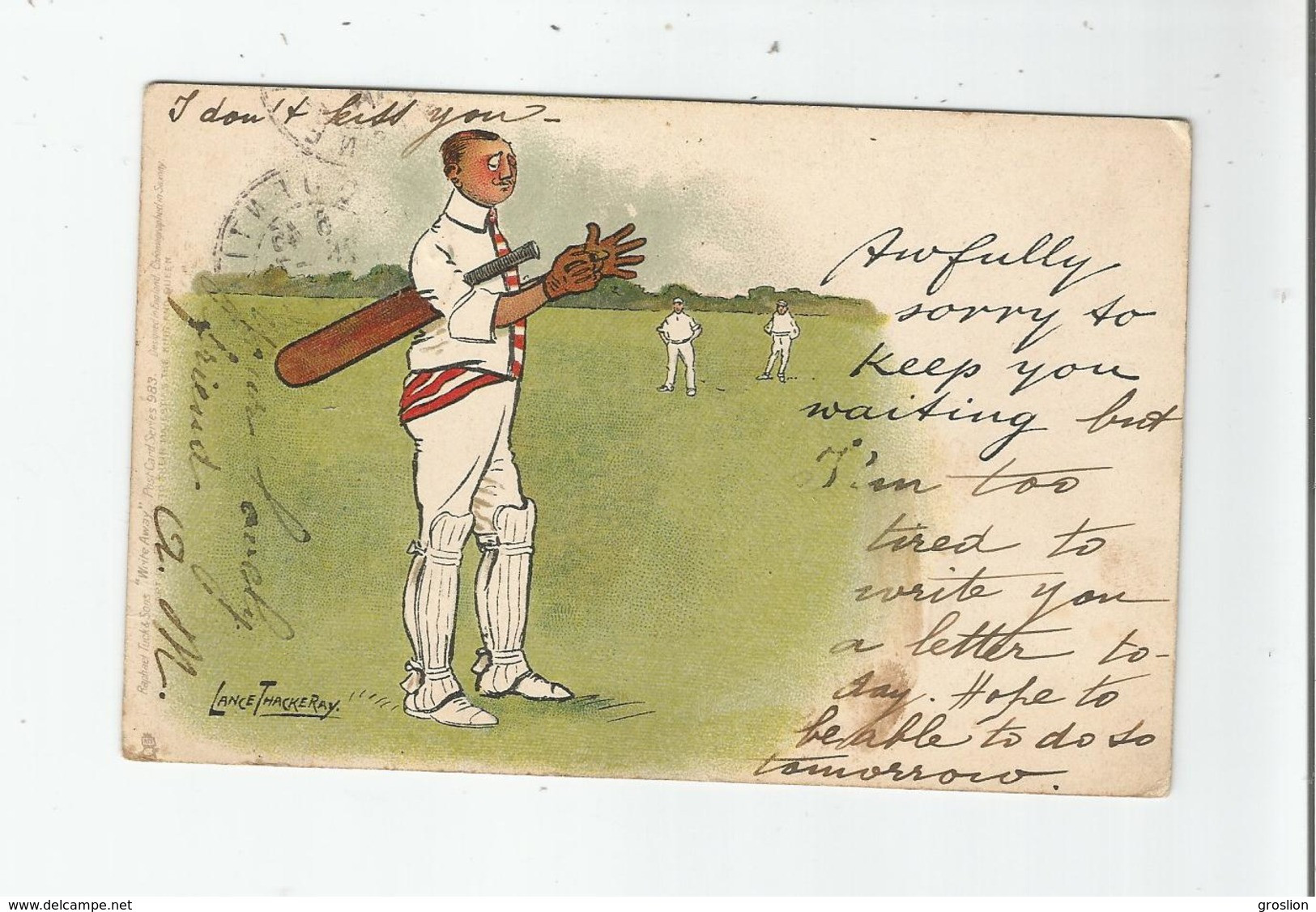 CRICKET ILLUSTRATION LANCE THACKERAY 1904 - Cricket