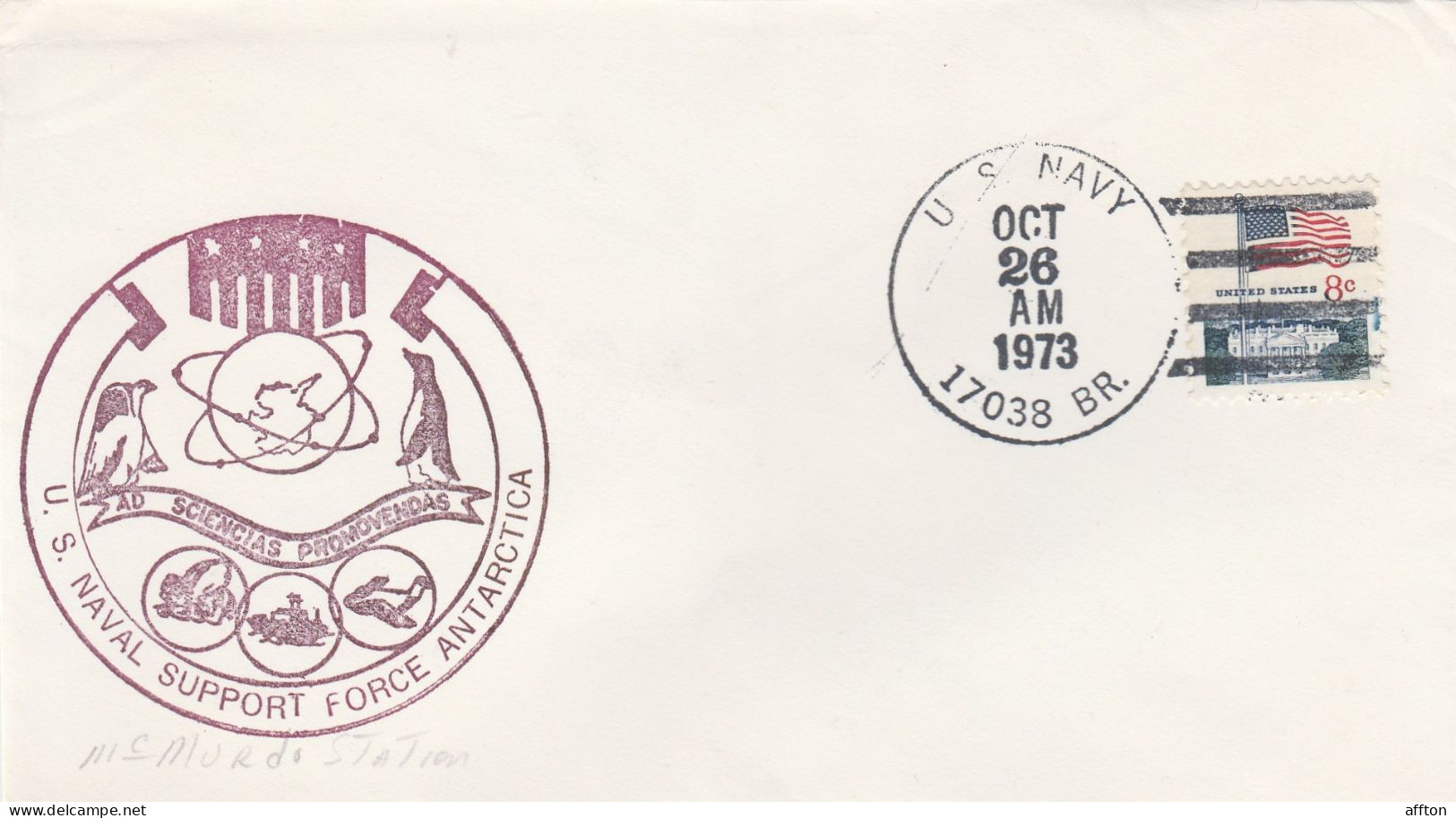 US Naval Support Force Antartica USA 1973 Cover - Sous-marins