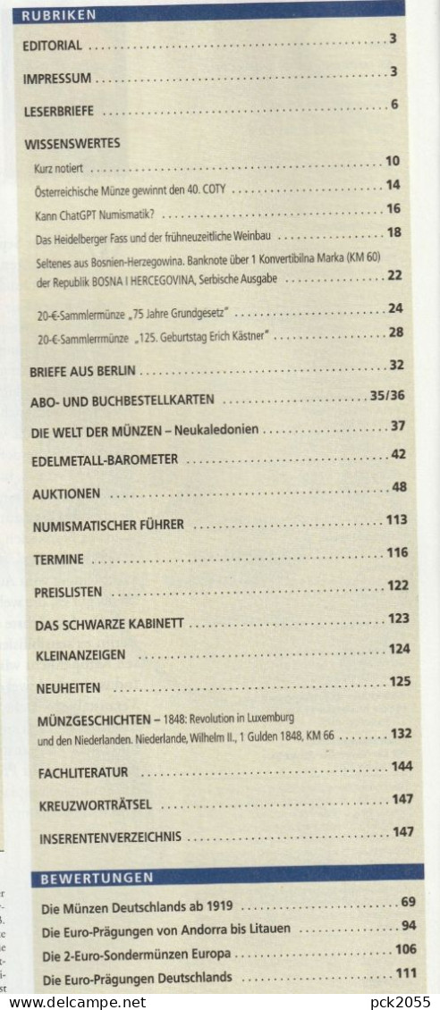 Münzen Revue 10/2023 Mit Bewertungen, Inhaltsverzeichnis Ansehen ( SZ 5 ) - Allemand