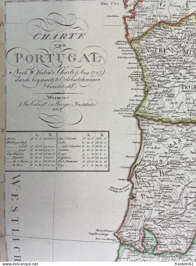 Charte Von Portugal.  Kupferstich-Karte. - Cartes Topographiques