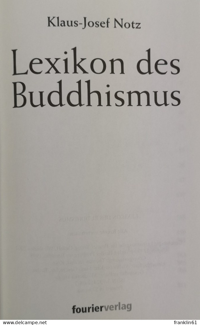 Lexikon Des Buddhismus. - Bouddhisme