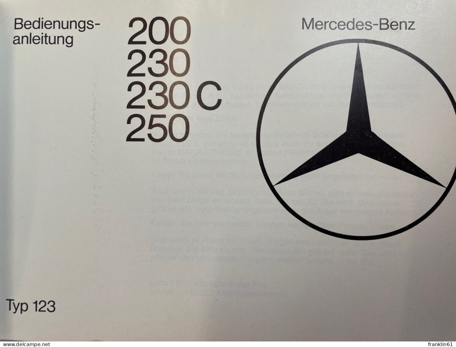 Mercedes-Benz 200, 230, 230 C, 250. Bedienungsanleitung. - Transporte