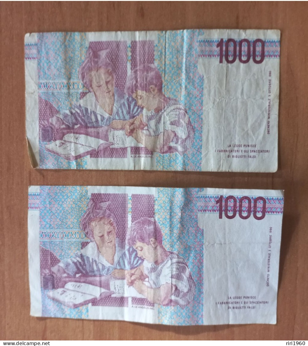 2 Billets 1000 Lire. - 1.000 Lire