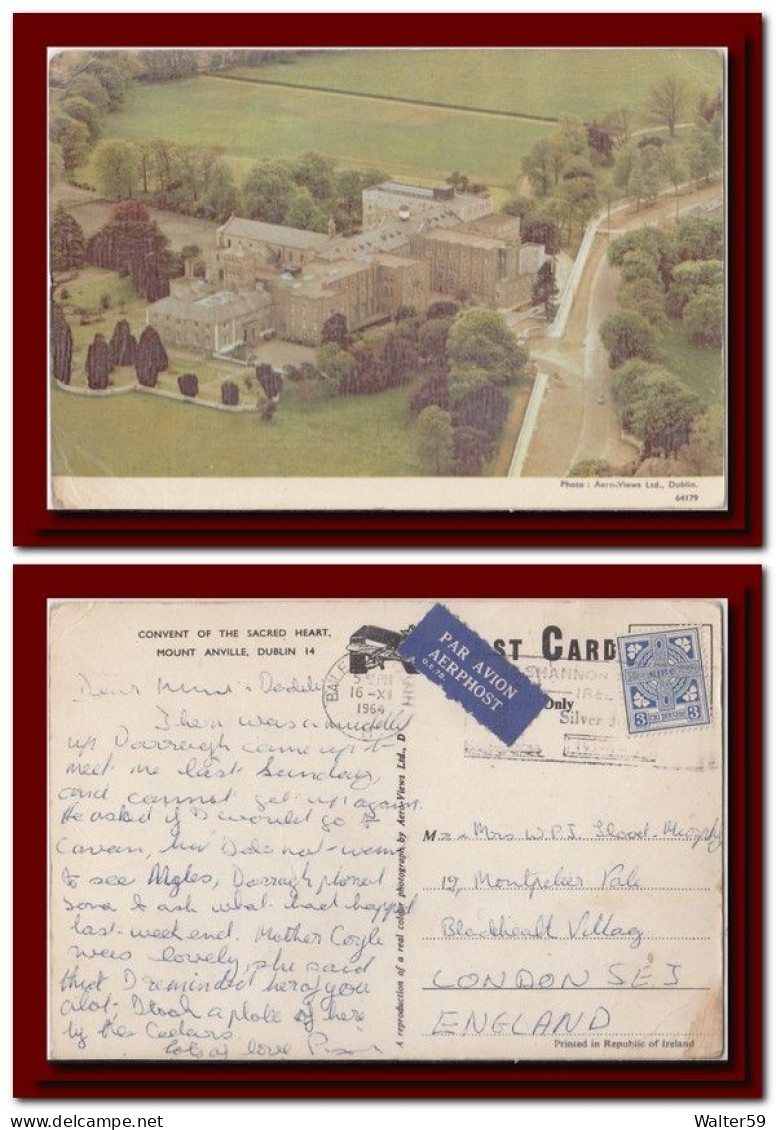 1964 Eire Ireland Postcard Convent Of The Sacred Heart Dublin Posted To England 3scans - Covers & Documents