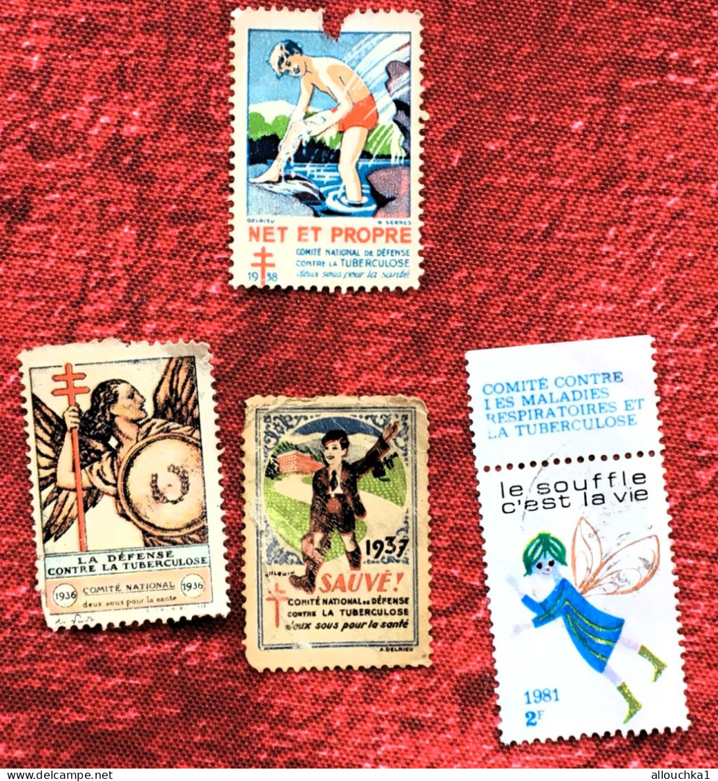 Antituberculeux Contre Tuberculose-1 En O &* 3 Offerts Timbres Vignette Sanitaire -Erinnophilie-[E]Stamp-Sticker-Viñeta - Tuberkulose-Serien