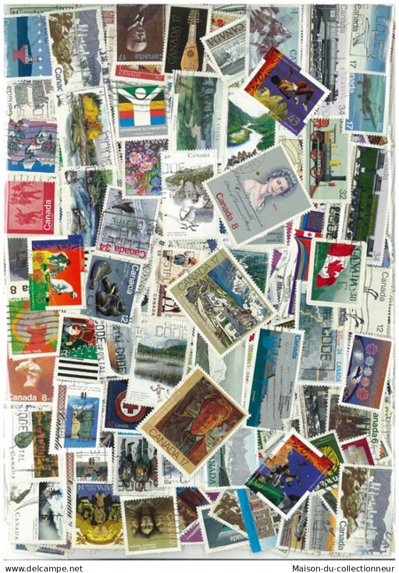 Collection De Timbres Canada Oblitérés 100 Timbres Grand Format - Collections